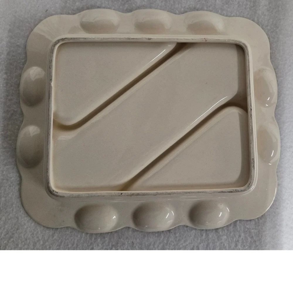 Vintage Deviled Egg Platter 12 Egg Rose Floral Divided Relish Serving Tray